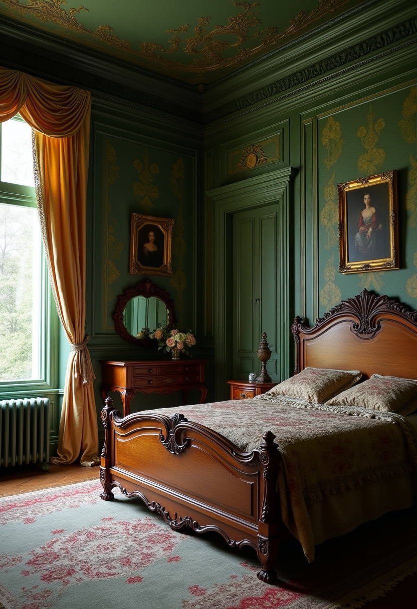 Dark Green Walls Bedroom 19