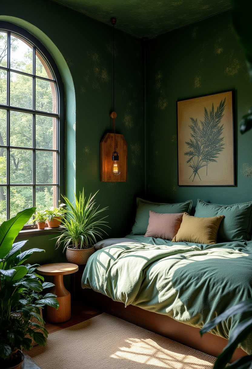 Dark Green Walls Bedroom 24