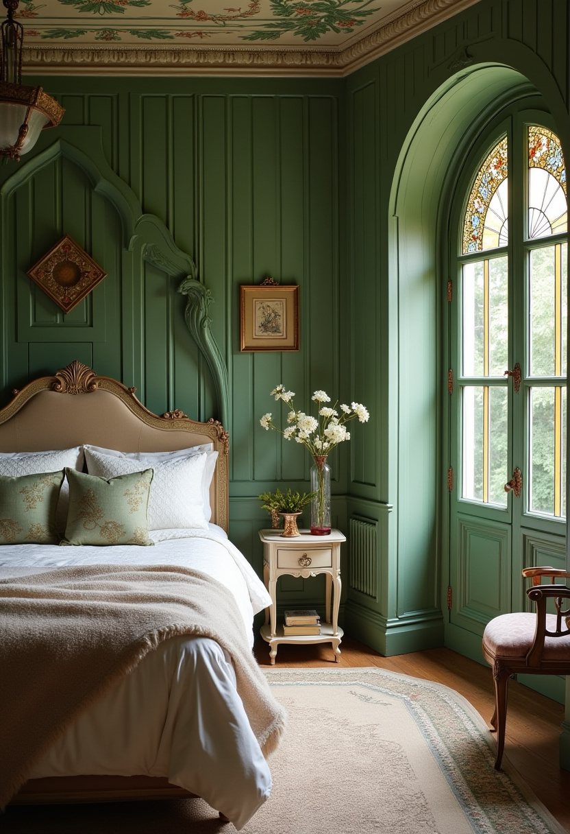 Dark Green Walls Bedroom 28