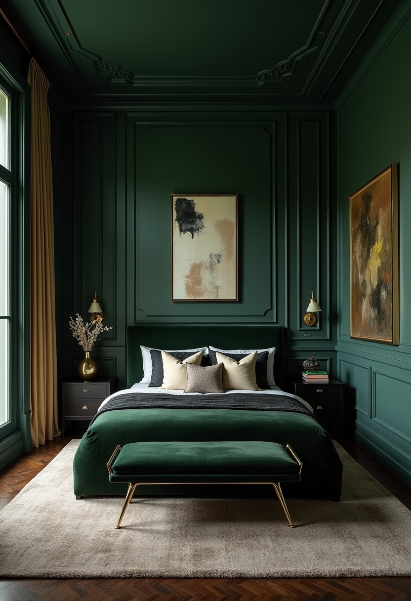 Dark Green Walls Bedroom 3