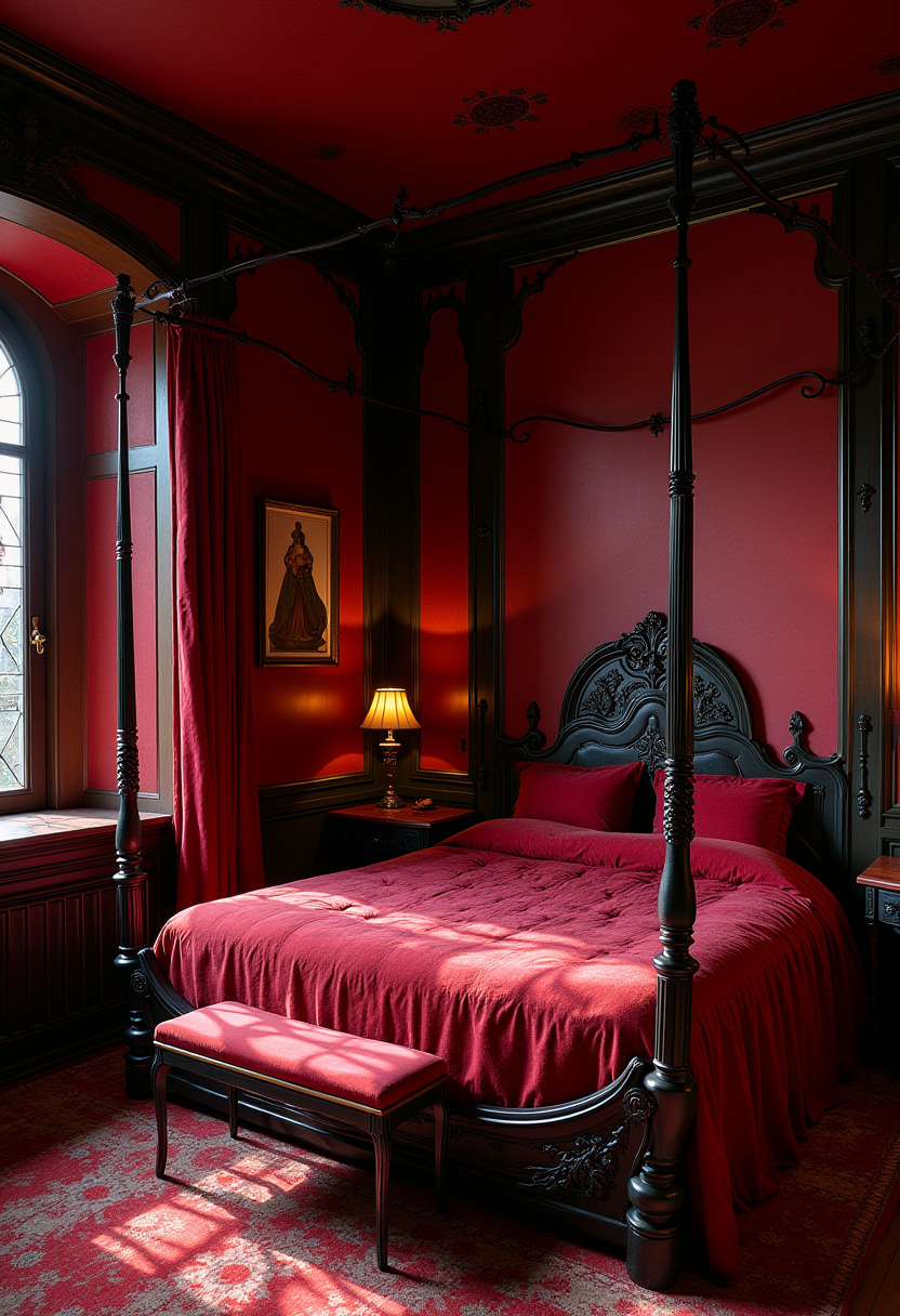 Dark Red Bedroom Ideas 16