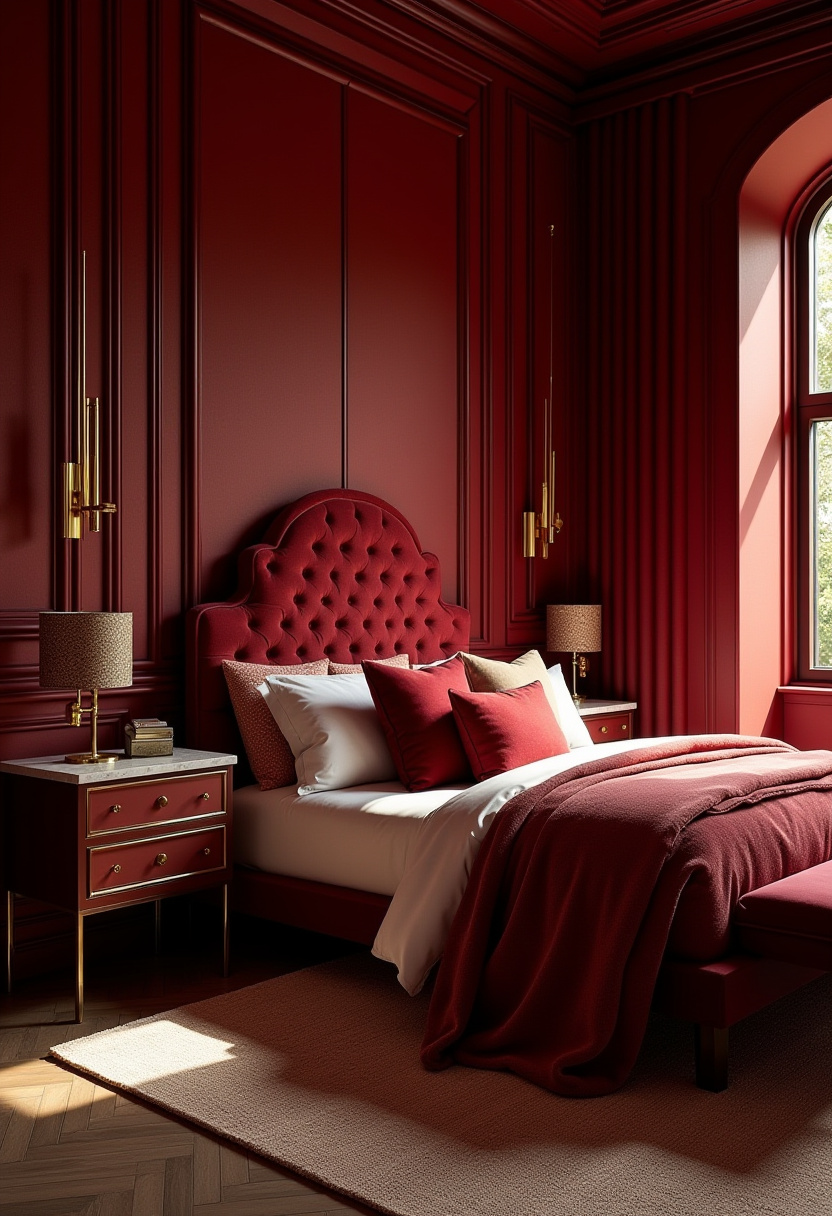 Dark Red Bedroom Ideas 23