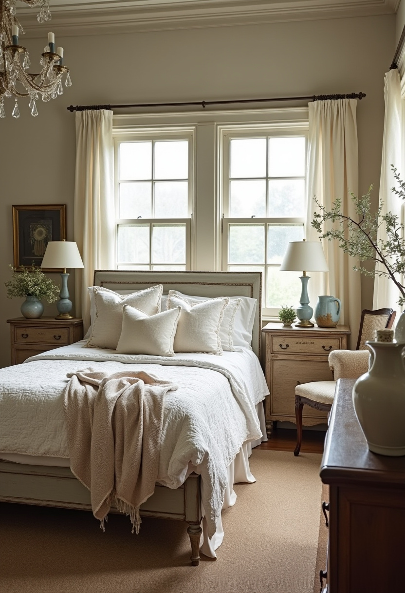Elegant English Bedroom Charm Vintage Aesthetic 27