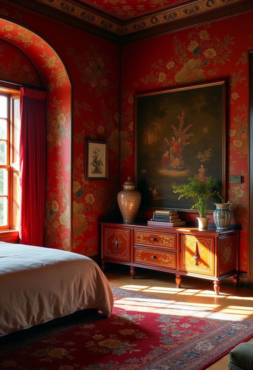 Elegant English Bedroom Charm Vintage Aesthetic 28