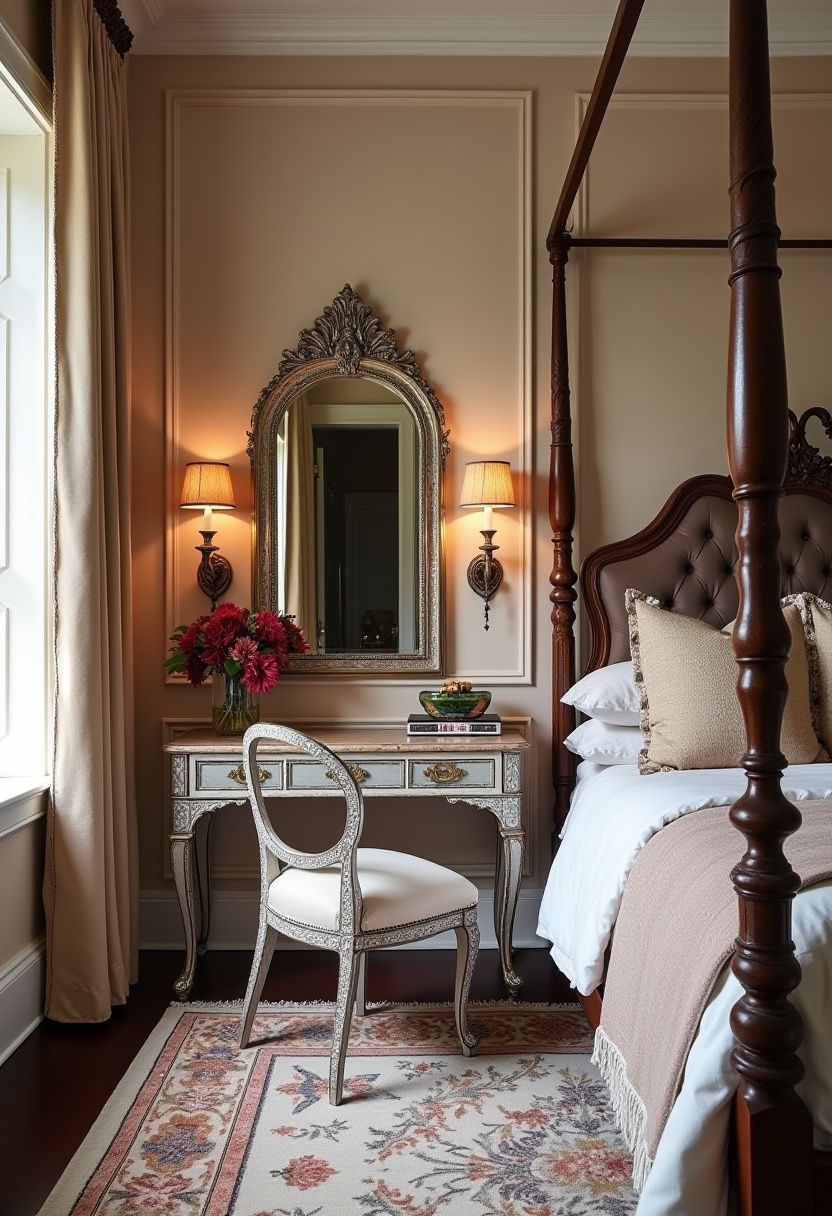 Elegant English Bedroom Charm Vintage Aesthetic 6