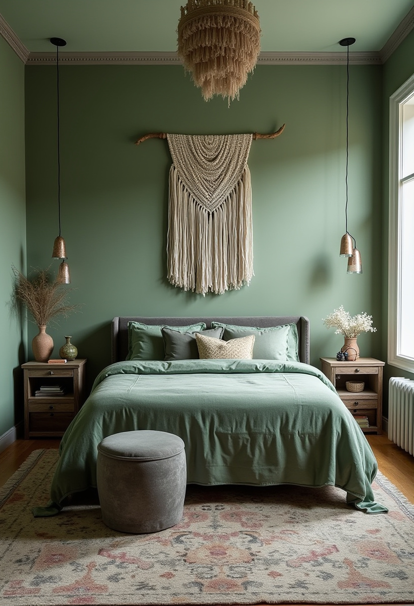 Green And Grey Bedroom 11