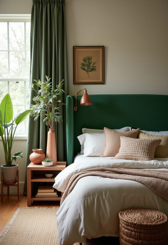 Green And Terracotta Bedroom 1