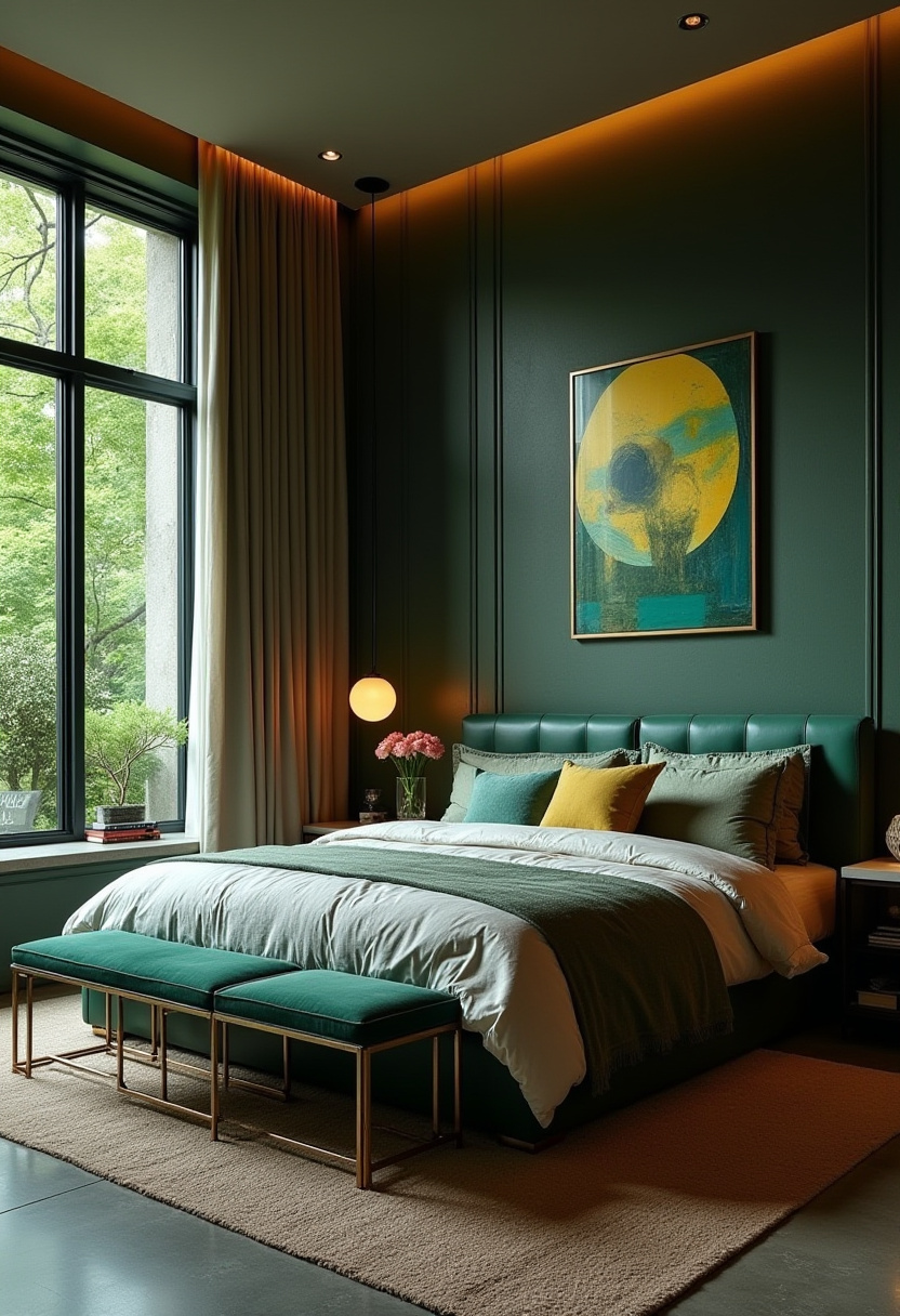 Moody Green Bedroom Ideas 12