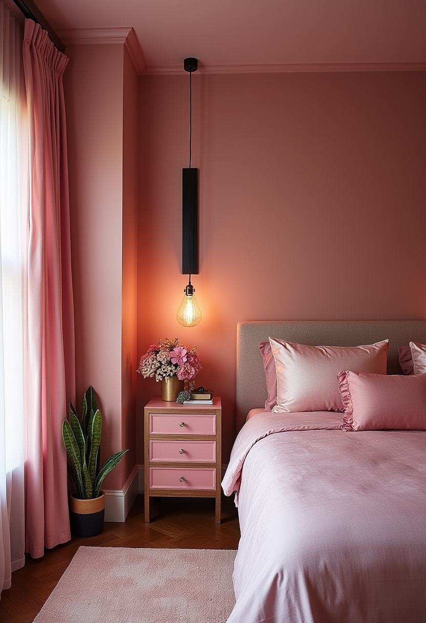 Moody Pink Bedroom 25