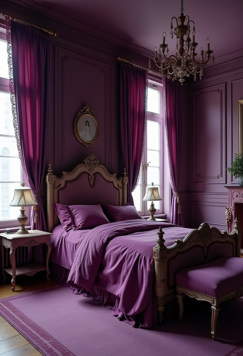 Moody Purple Bedroom 16