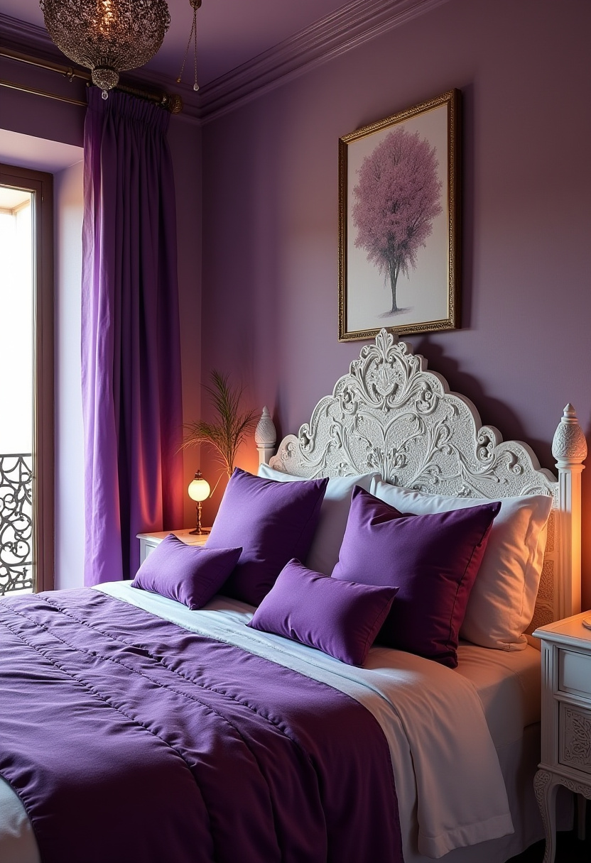 Purple And White Bedroom Ideas 23